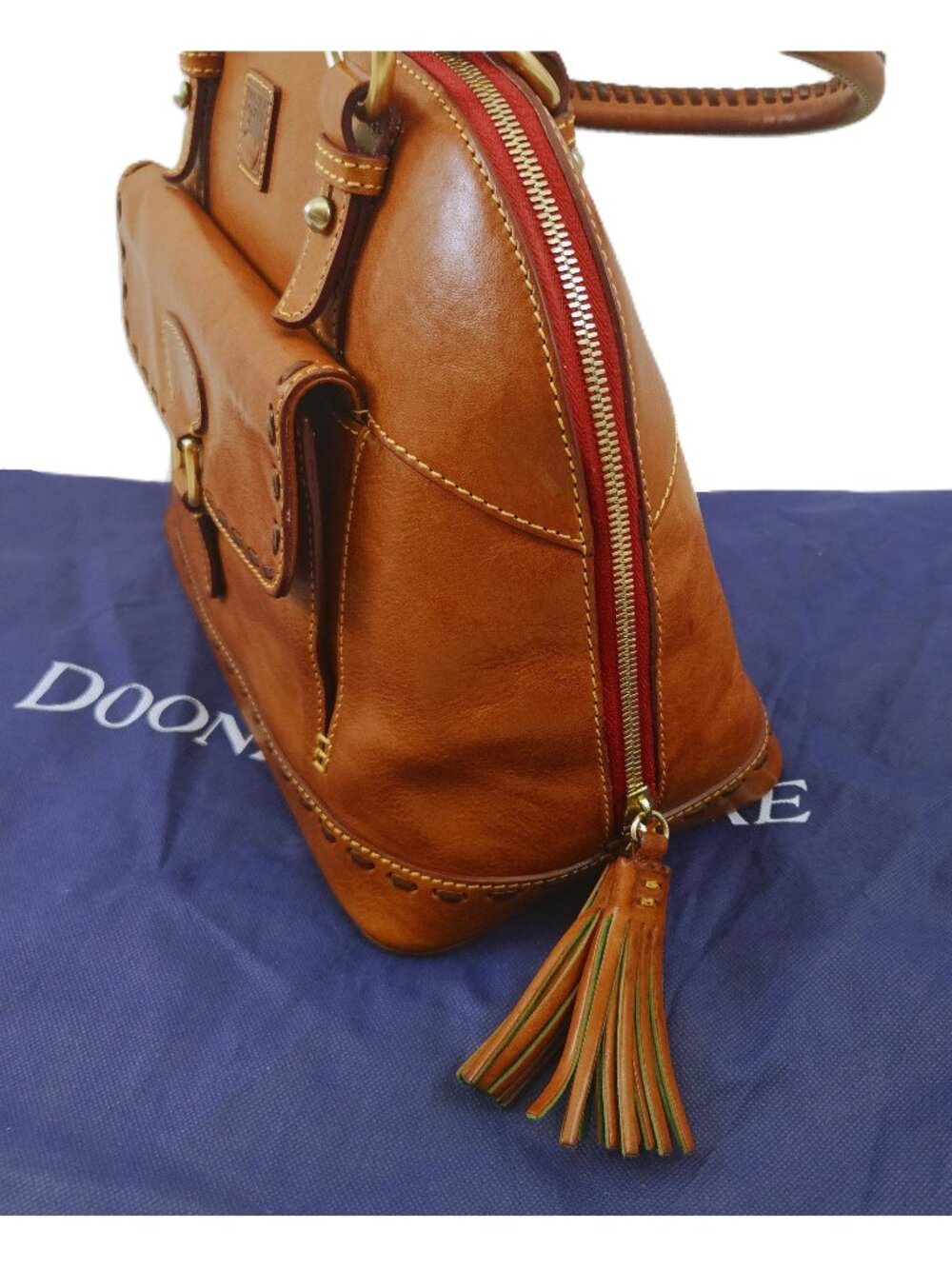 Dooney & Bourke Florentine Leather Vachetta Domed Satchel Natural Whip Stitch DB - Picture 5 of 15